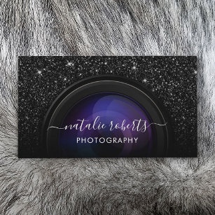 Tarjeta De Visita Moda de cámara fotografía Purpurina negro