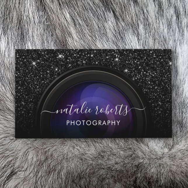 Tarjeta De Visita Moda de cámara fotografía Purpurina negro (Subido por el creador)