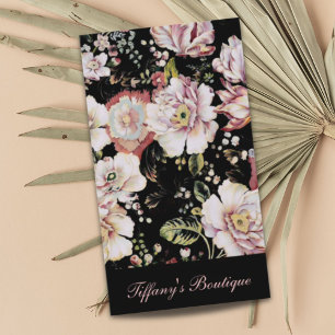 Tarjeta De Visita moda de campo bohemia francesa floral negra