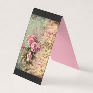Tarjeta De Visita Moda de campo francesa, chic y shabby, rosas rosad