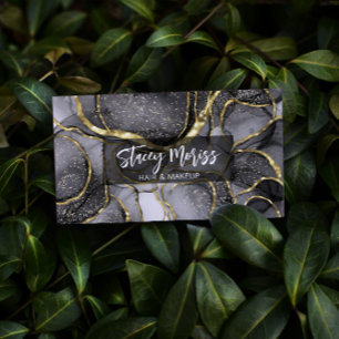 Tarjeta De Visita Moda de cristal moderno elegante oro negro y blanc