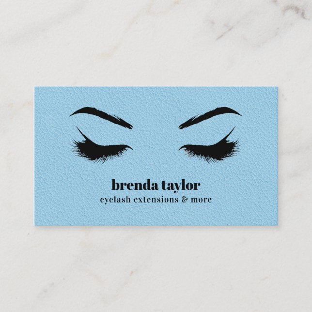 Tarjeta De Visita MODA DE CUERO AZUL Eyelash Browbar profesional (Anverso)