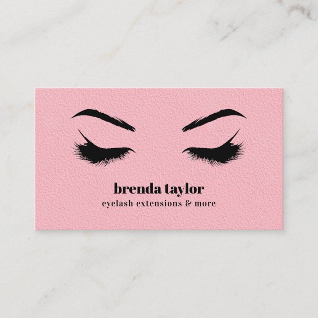 Tarjeta De Visita Moda de CUERO ROSA Eyelash Browbar profesional (Anverso)