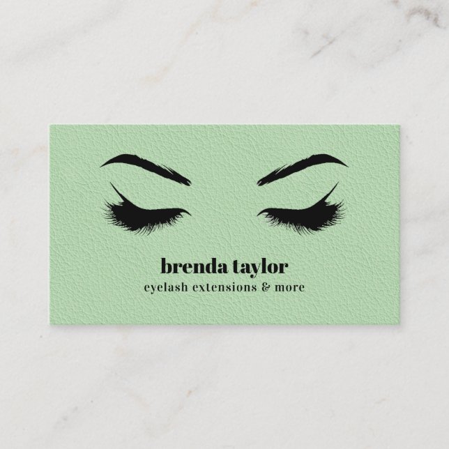 Tarjeta De Visita Moda DE CUERO VERDE Eyelash Browbar profesional (Anverso)