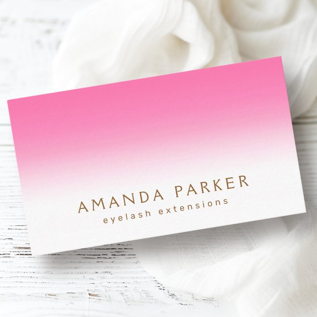 Tarjeta De Visita Moda de gradiente blanco rosado profesional femeni (Pink white gradient chic feminine professional business card)