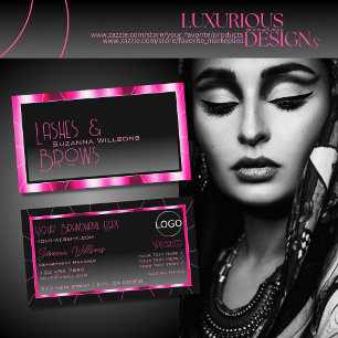 Tarjeta De Visita Moda de gradiente negro de marco rosa elegante con