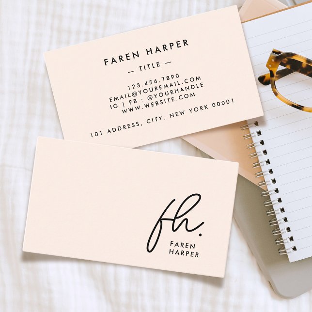 Tarjeta De Visita Moda de guión monograma Rubor rosa simple elegante (Subido por el creador)