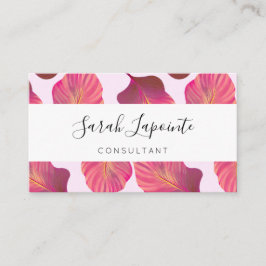 Tarjeta De Visita Moda de hojas tropicales en modelo rosa