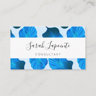 Tarjeta De Visita Moda de hojas tropicales en patrón azul
