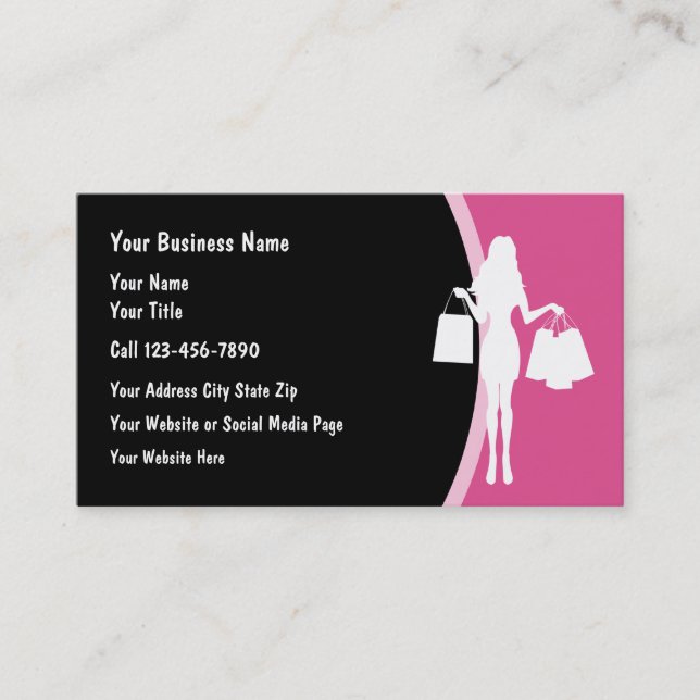 Tarjeta De Visita Moda De Las Damas Y Tema De Compras (Anverso)