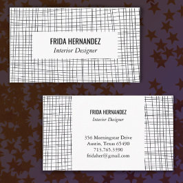 Tarjeta De Visita Moda de líneas de cuadrícula de bandas dibujadas a