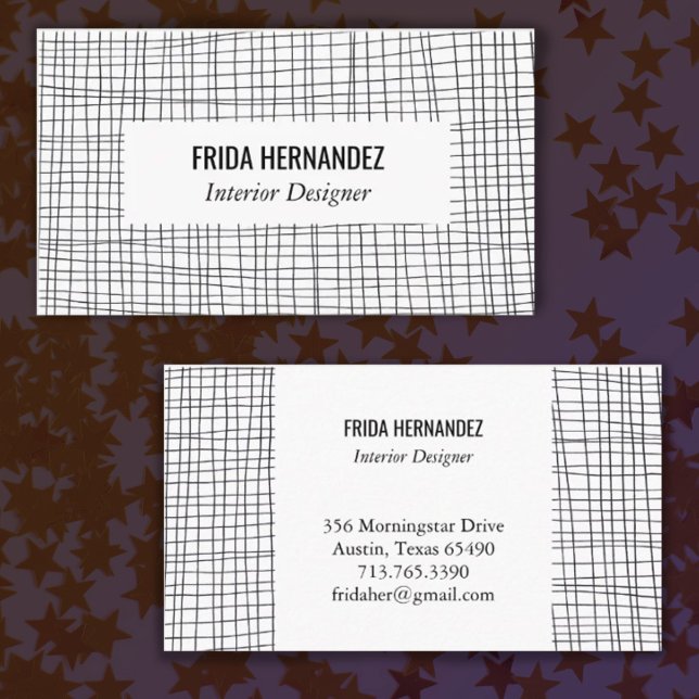 Tarjeta De Visita Moda de líneas de cuadrícula de bandas dibujadas a (Subido por el creador)