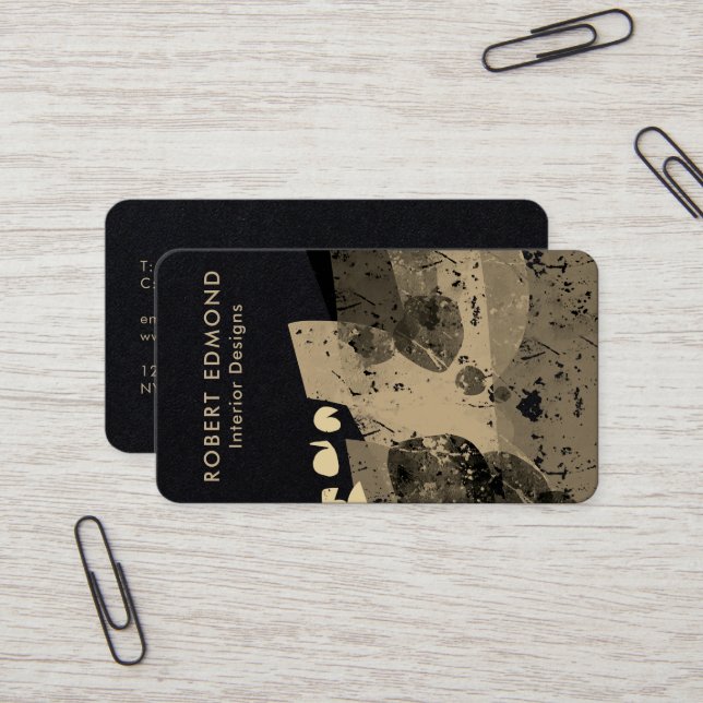 Tarjeta De Visita Moda De Lujo Artista Dorado Resumen Único QR (Anverso/Reverso In Situ)