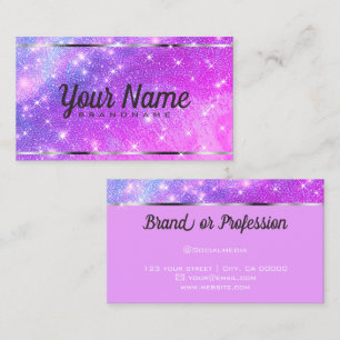 Tarjeta De Visita Moda de Lujo Galaxy Marble Purpurina Luminosas Est