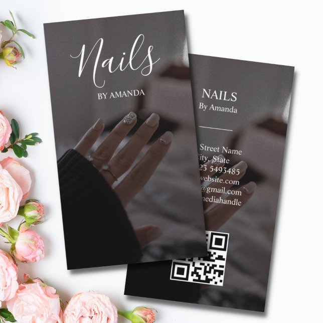 Tarjeta De Visita Moda de lujo Nails Salon Manicure QR Código Bellez (Subido por el creador)