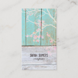 Tarjeta De Visita Moda de madera turquesa rústica de Shabby Vintage 