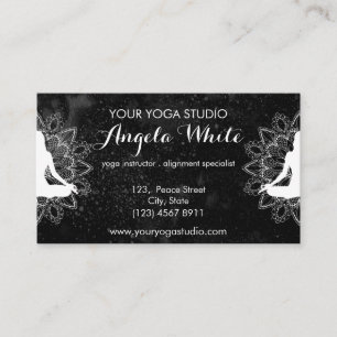 Tarjeta De Visita Moda de moda Boho Mandala Blanco negro celestial