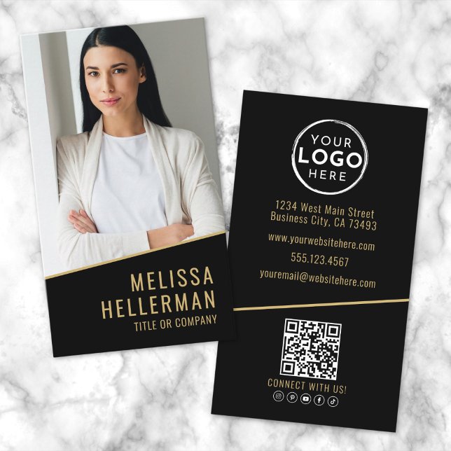 Tarjeta De Visita Moda de oro negro (Black Gold Chic Real Estate Business Card)