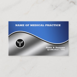 Tarjeta De Visita moda de plata azul del hospital médico caduceus el
