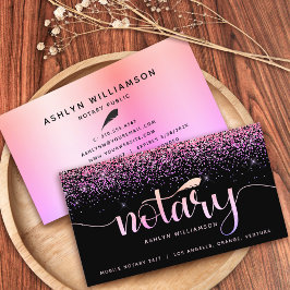 Tarjeta De Visita Moda de Purpurina Pink Purple de Notary Loan Signi