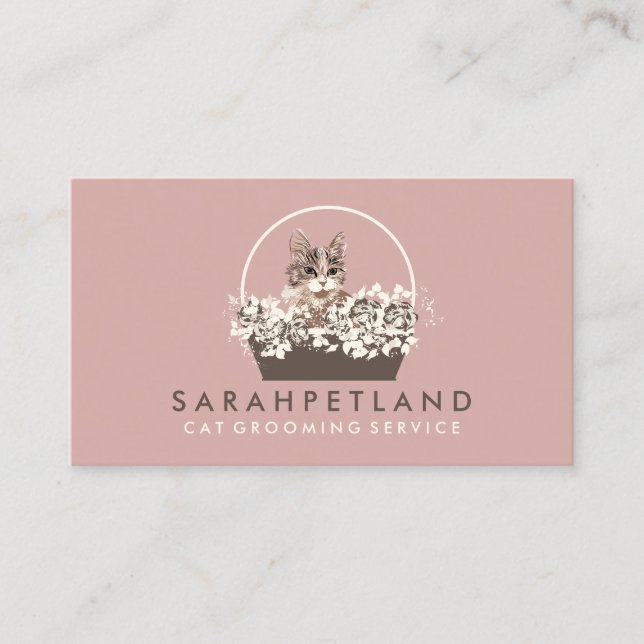 Tarjeta De Visita Moda del Boho de la cesta del gato (Anverso)