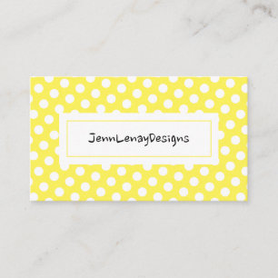 Tarjeta De Visita Moda del patrón de puntos de polka blanco amarillo
