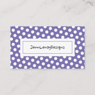 Tarjeta De Visita Moda del patrón de puntos de polka blanco azul mod