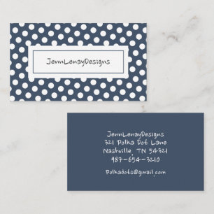 Tarjeta De Visita Moda del patrón de puntos de polka blanco azul tu