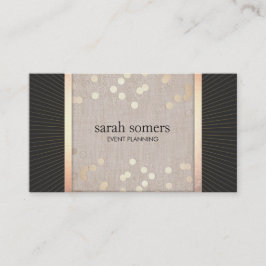 Tarjeta De Visita Moda del planificador de eventos elegante Gold Con