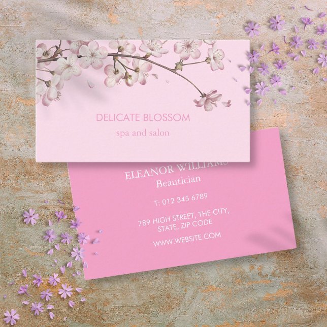Tarjeta De Visita Moda Delicada Moderna Blossom Rosa (Chic Modern Delicate Blossom Pink Business Card)