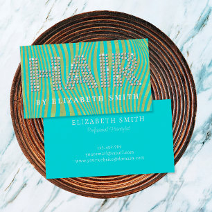 Tarjeta De Visita Moda Diamonds Gold Verde azulada Hairdresser Hairs