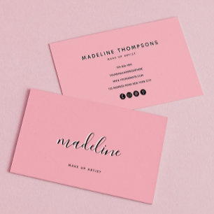 Tarjeta De Visita Moda Dusty Rubor Pink con nombre de caligrafía neg