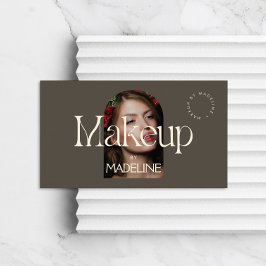 Tarjeta De Visita Moda Editorial Textos maquillaje Marfil/Marrón