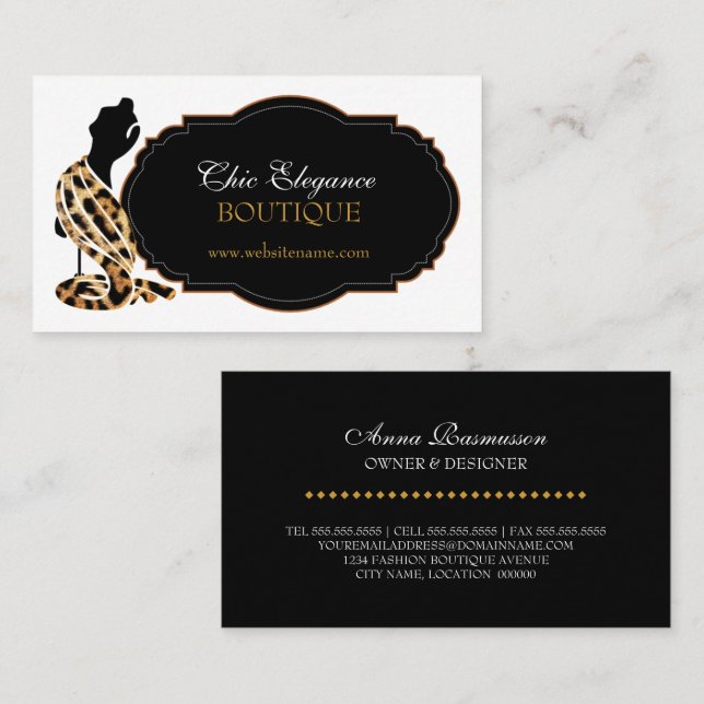 Tarjeta De Visita Moda Elegante (Anverso / Reverso)