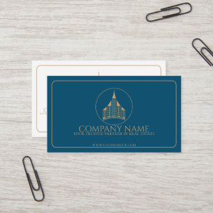 Tarjeta De Visita Moda elegante agente inmobiliario azul, blanco y m