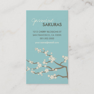Tarjeta De Visita Moda elegante de las flores de cerezo orientales