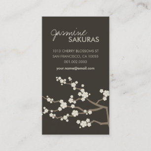 Tarjeta De Visita Moda elegante de las flores de cerezo orientales