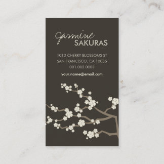 Tarjeta De Visita Moda elegante de las flores de cerezo orientales