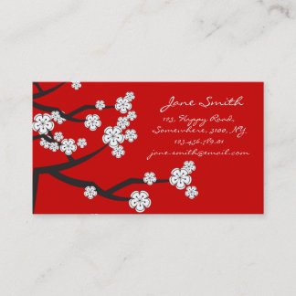 Tarjeta De Visita Moda elegante de las flores de cerezo orientales