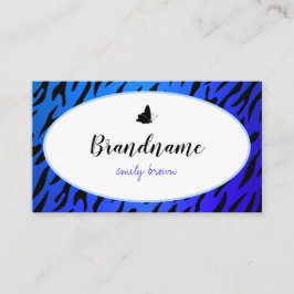 Tarjeta De Visita Moda elegante del patrón de cebra azul Bonito mari