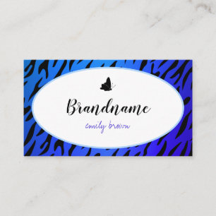 Tarjeta De Visita Moda elegante del patrón de cebra azul Bonito mari