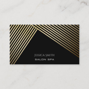 Tarjeta De Visita Moda elegante franjas diagonales doradas/negras