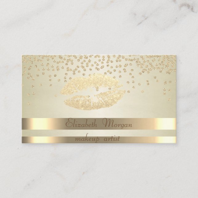 Tarjeta De Visita Moda elegante, franjas - Lip Purpurinoso de diaman (Anverso)