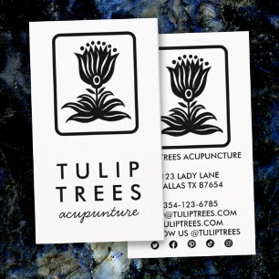 Tarjeta De Visita Moda Elegante Logotipo Elegante Tulip Wellness Hea