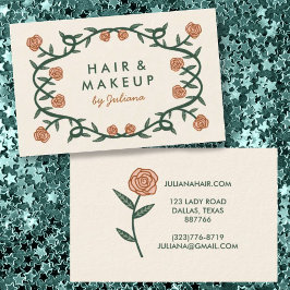 Tarjeta De Visita Moda Elegante Marco Rosa Floral Crema rosa