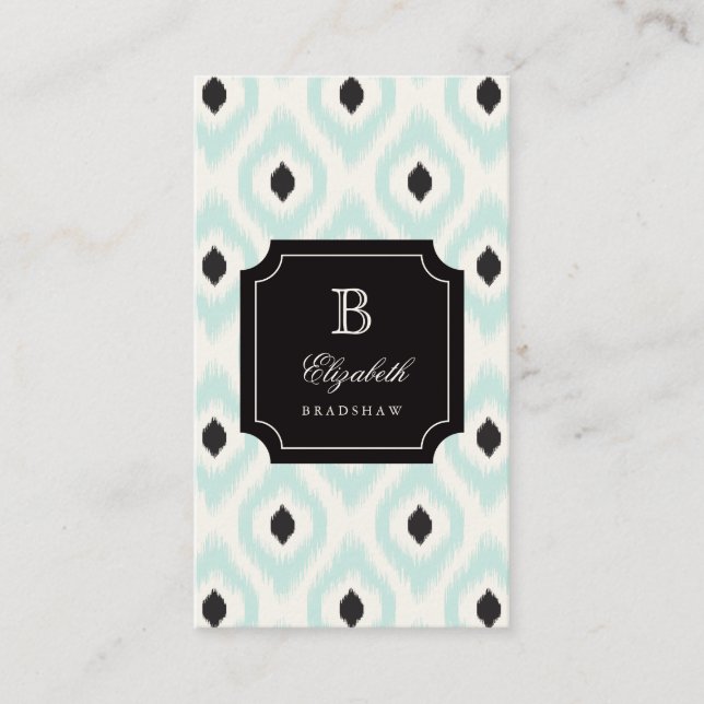 Tarjeta De Visita Moda elegante Monograma de tinta de tinta negra de (Anverso)