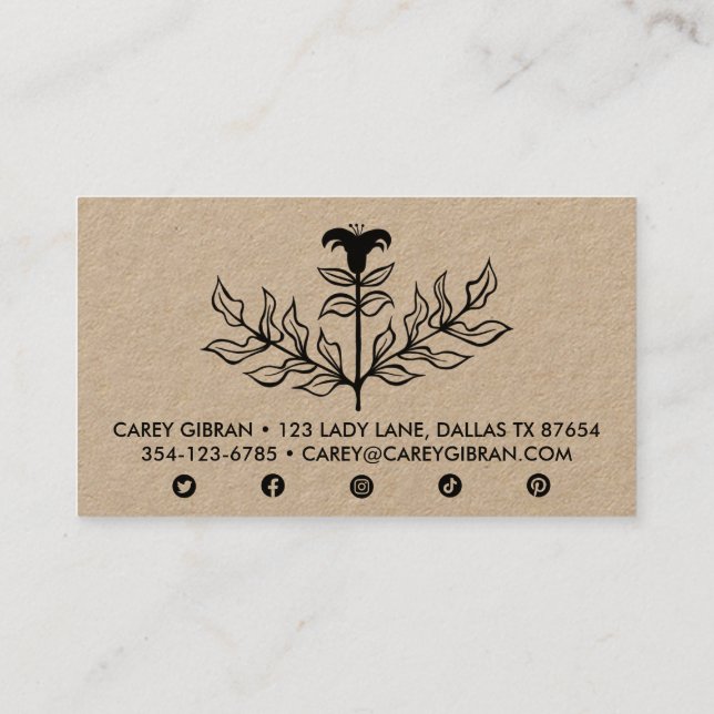 Tarjeta De Visita Moda Elegante PERSONALIZADO de dibujo de línea de  (Reverso)