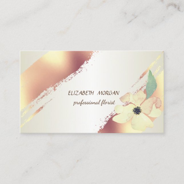 Tarjeta De Visita Moda elegante, pincel, flor (Anverso)