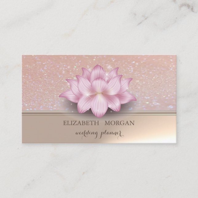 Tarjeta De Visita Moda elegante profesional Purpurinoso Lotus Flower (Anverso)