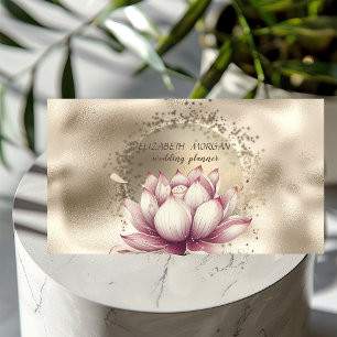 Tarjeta De Visita Moda elegante Purpurina de confeti dorado Lotus Me